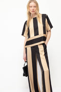 Satin Striped Blouse and Pant Set