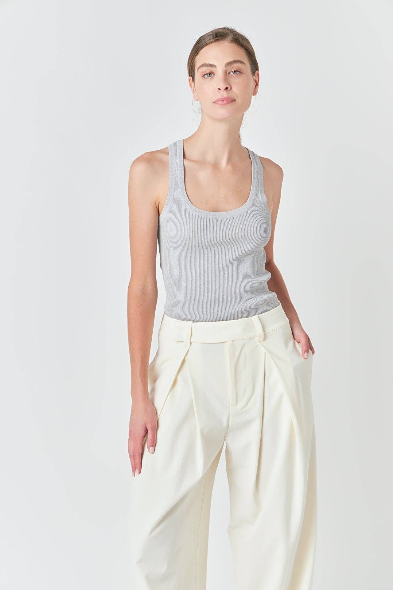Heather Grey Basic Ribbed Tank Top
