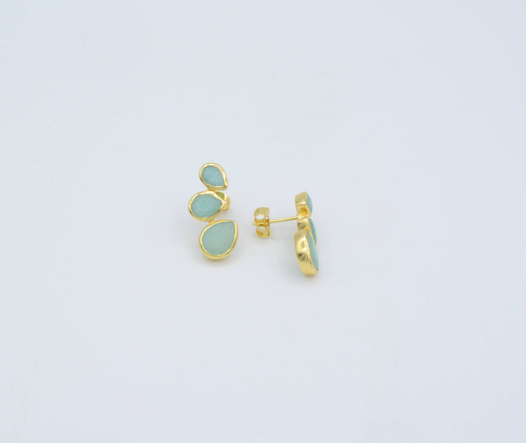 Amazonite triple teardrop post earrings