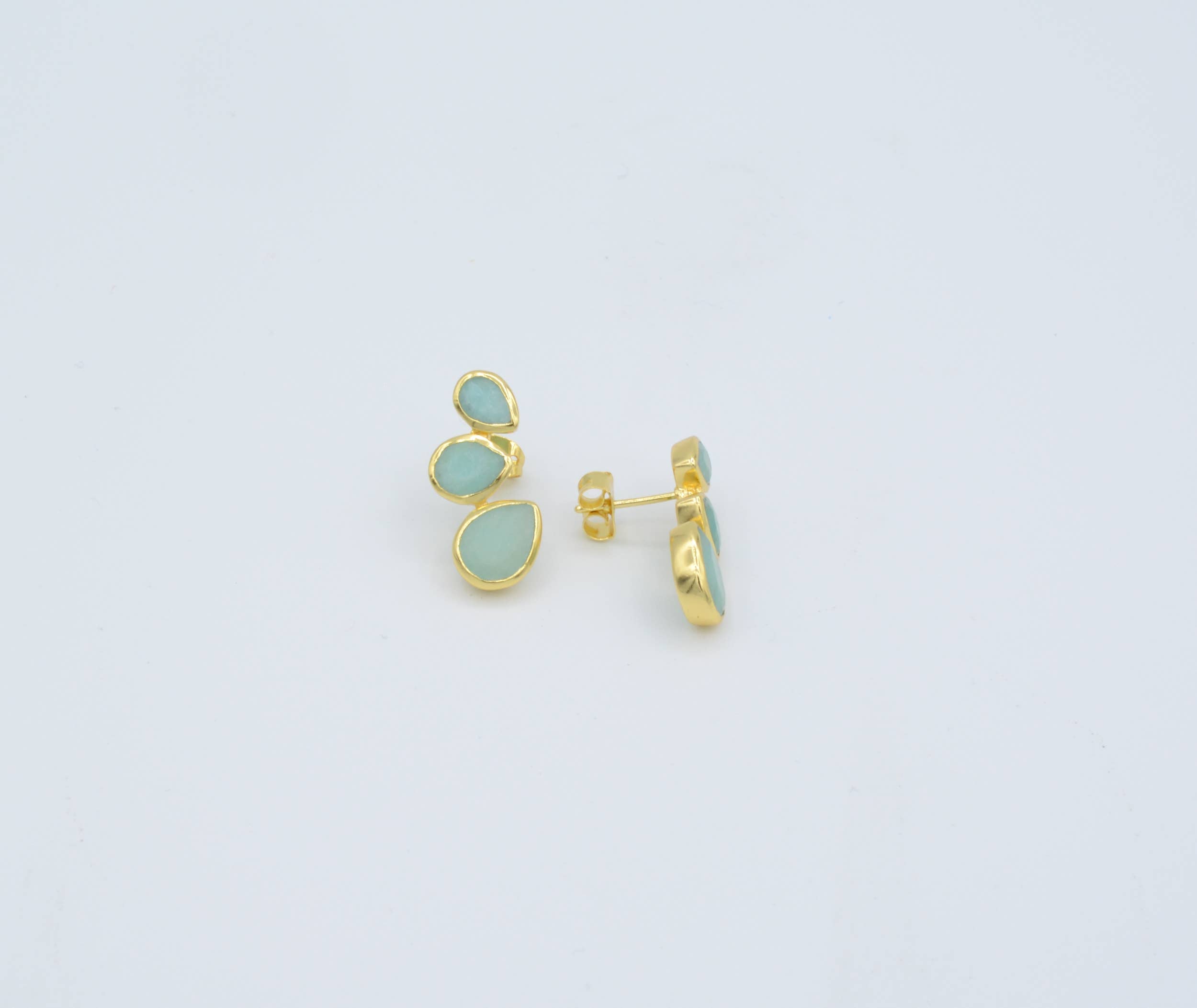 Amazonite triple teardrop post earrings