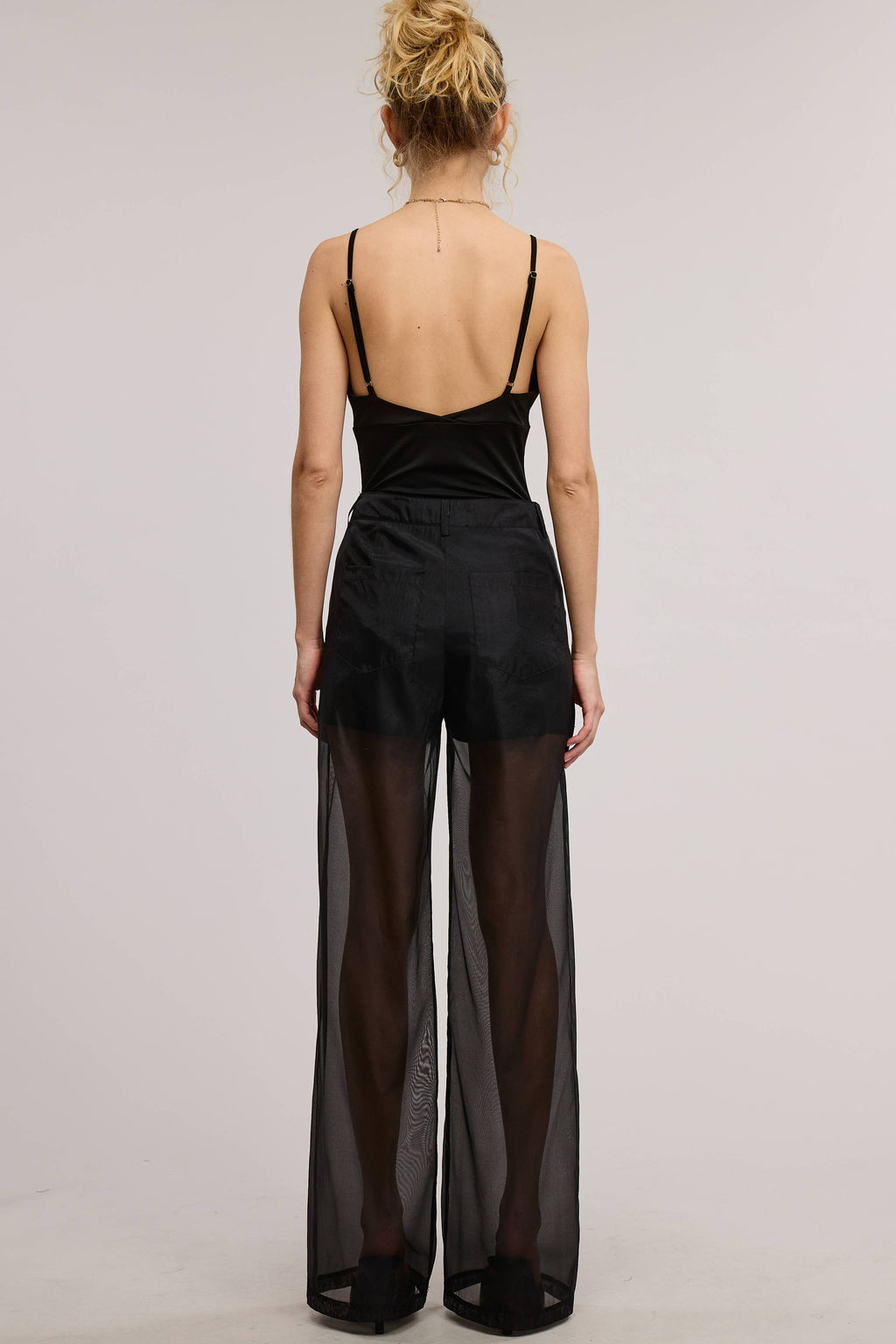 Straight Leg Sheer Organza Pants with Lined Shorts