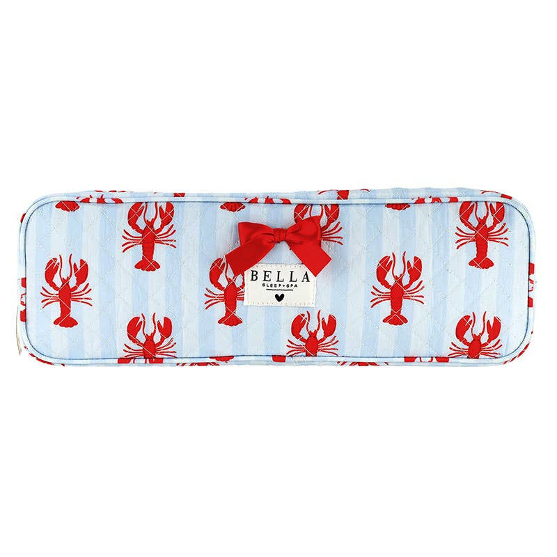 Quilted Hair Tool Bag - Blue Stripes + Lobsters: 15.5" L x 5" H x 3" D
