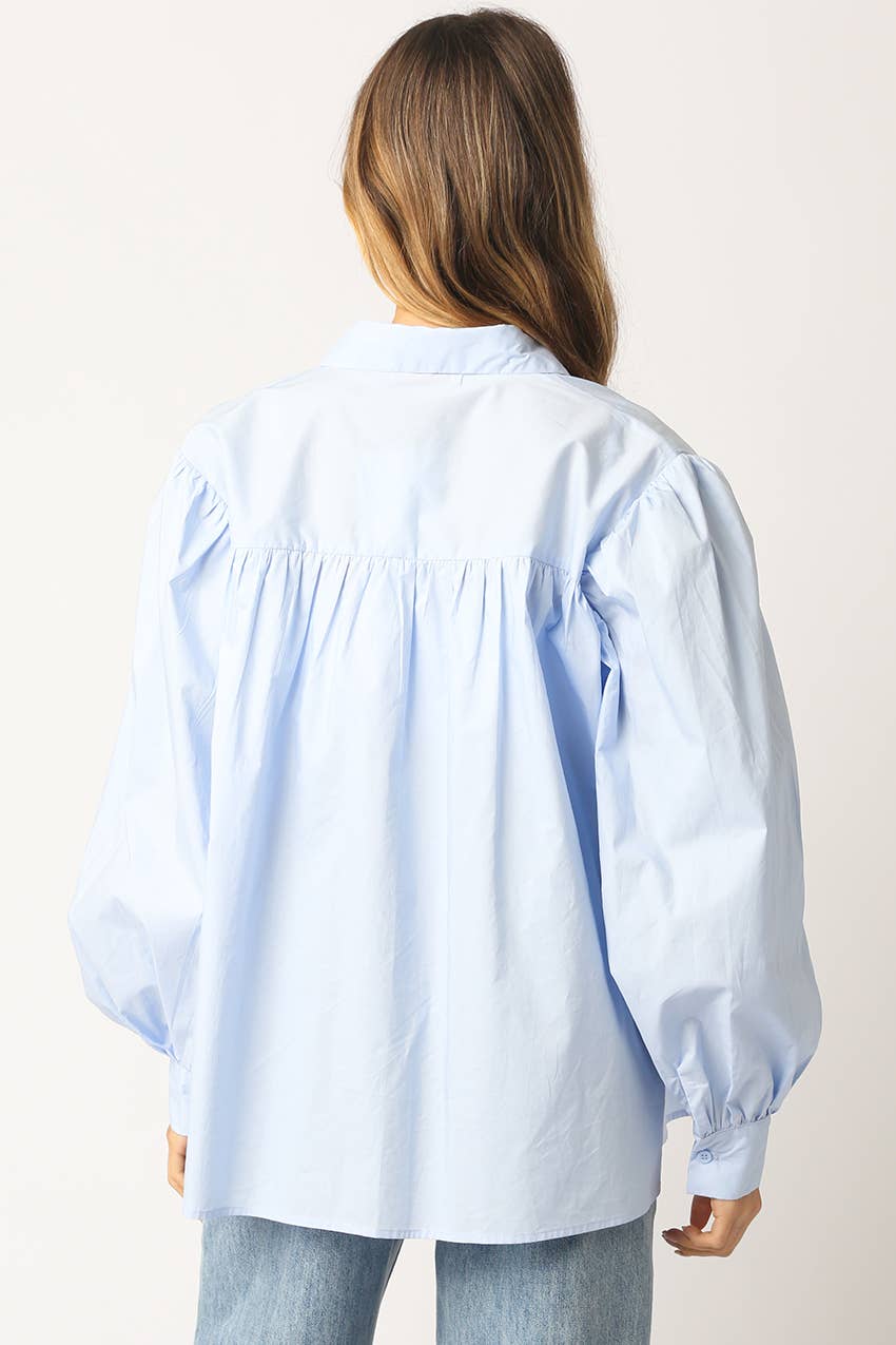 Arely Puff Sleeve Shirt: Lt Blue / Contemporary