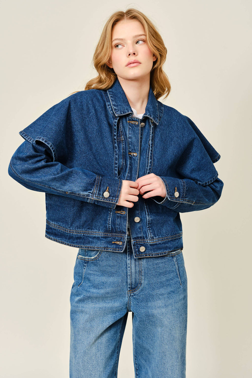 Removable Cape Denim Jacket