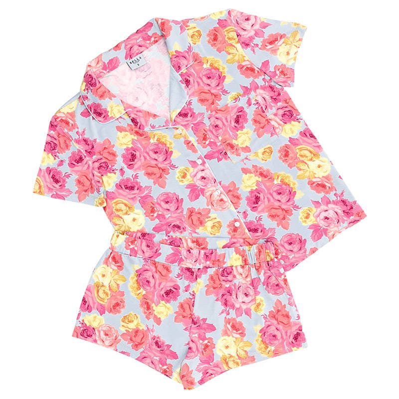 Bamboo PJ Set - Blue + Rose Floral